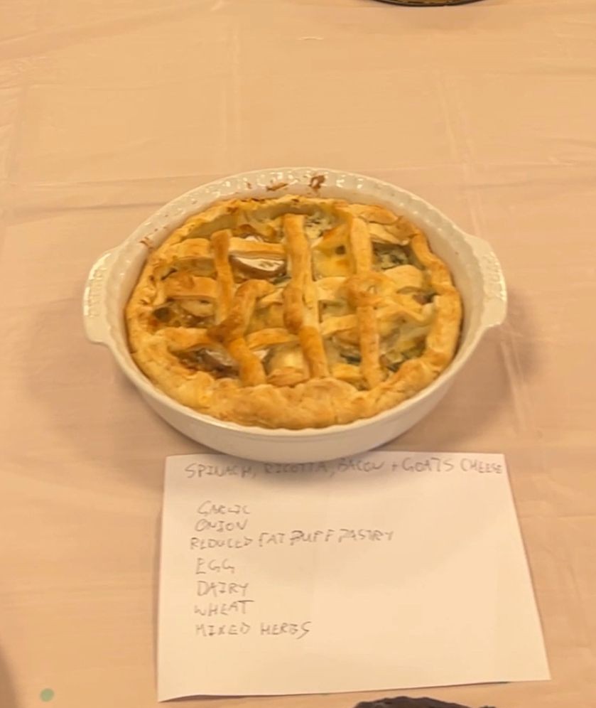 Spinach, Ricotta, Bacon and Goats Cheese Pie