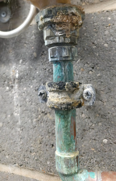 Corroded pipework that our engineers have repaired