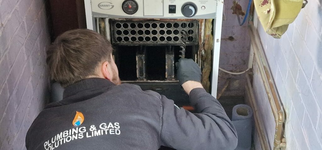 oil boiler servicing in a domestic property