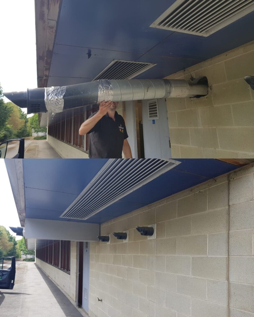 horror story of an installation of a flue in a school
